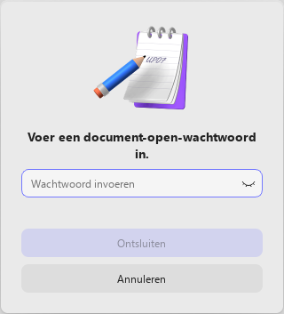 voer het open wachtwoord in