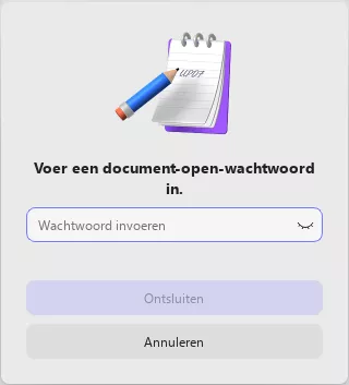 voer het open wachtwoord in
