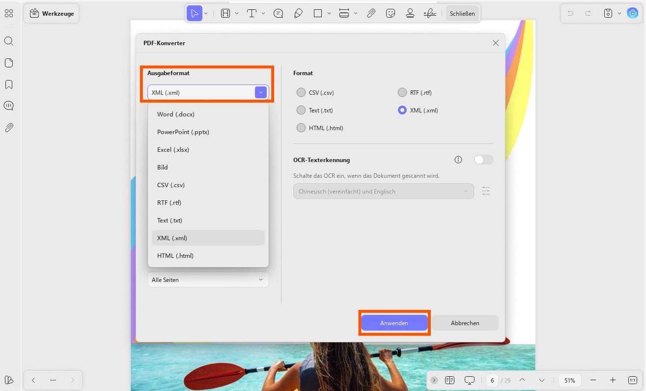 PDF in xml konvertieren mit UPDF