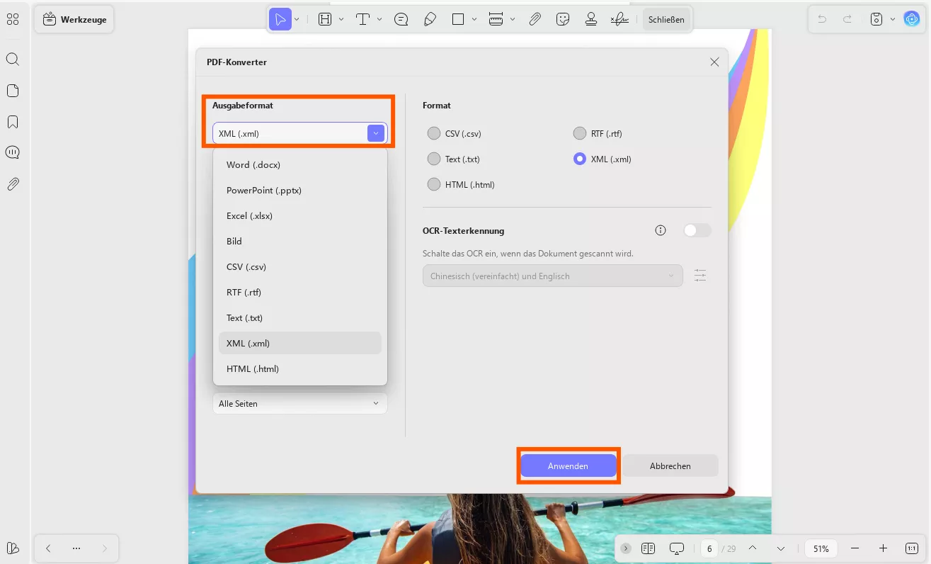 PDF in xml konvertieren mit UPDF