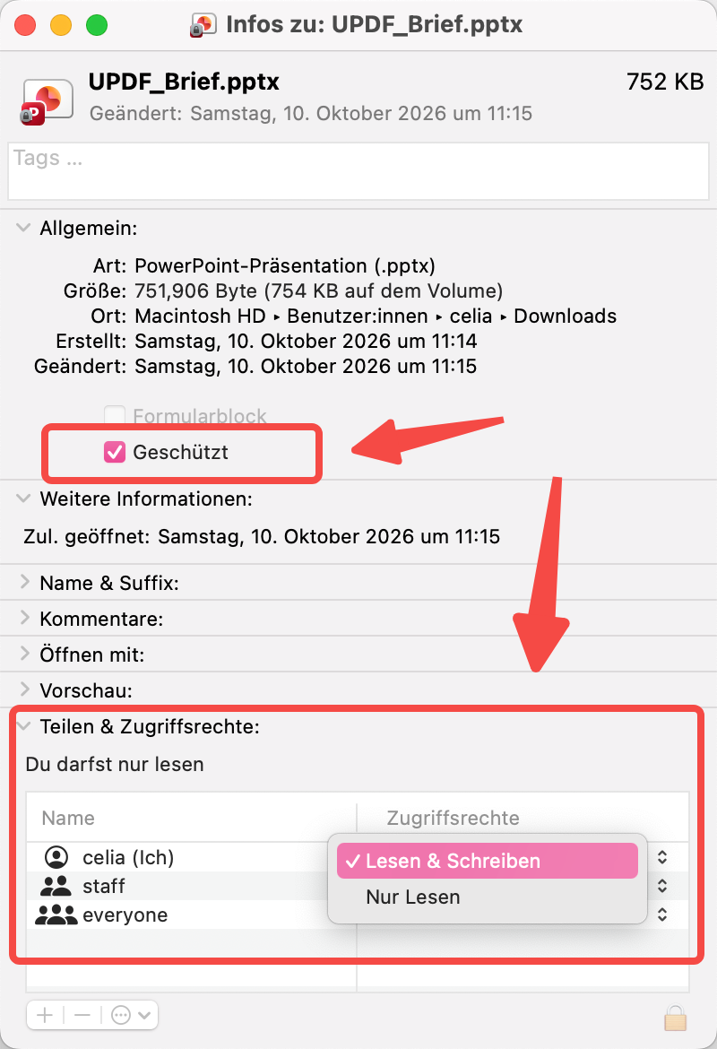 PowerPoint-Schreibschutz auf dem Mac aufheben