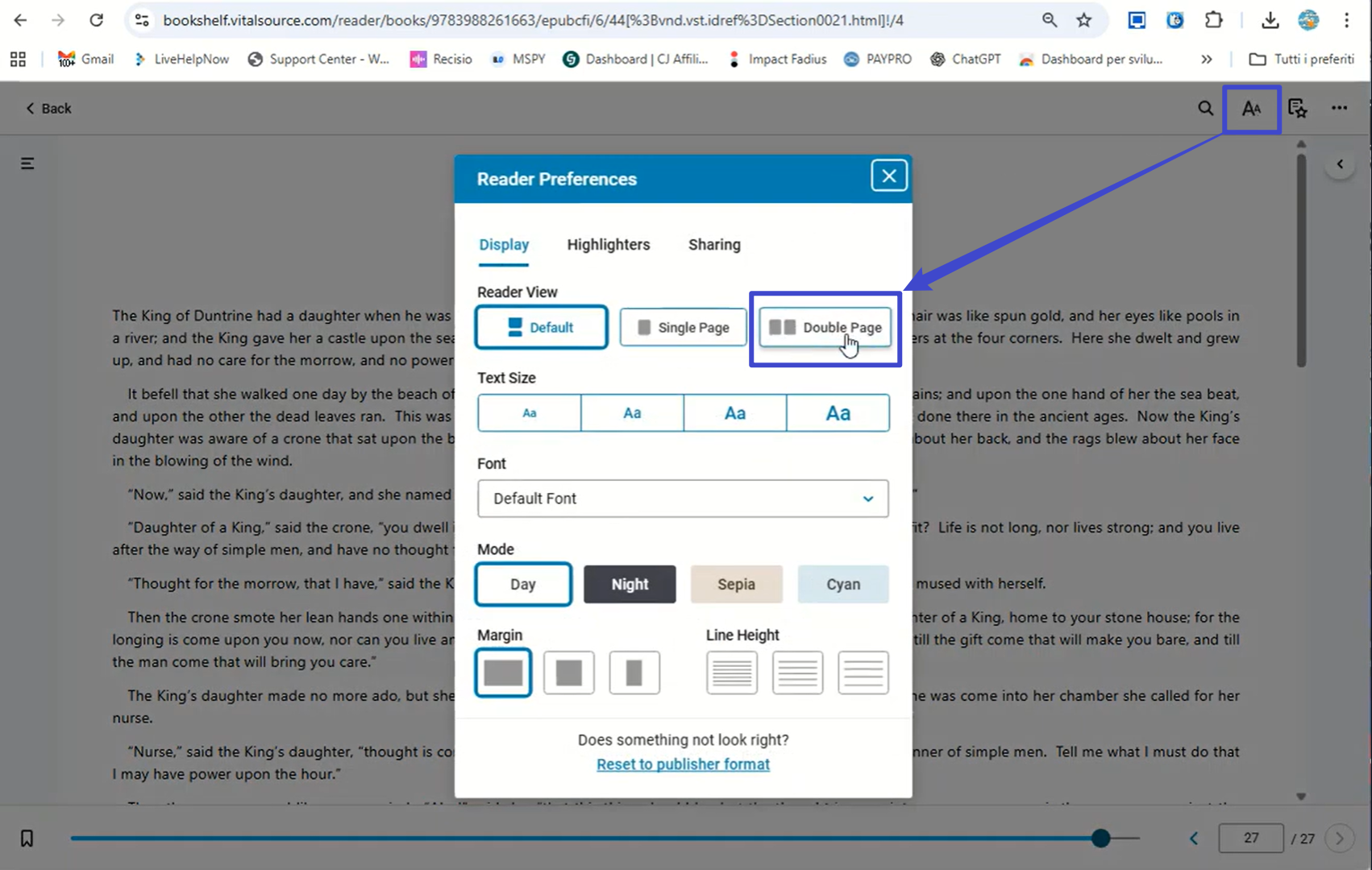 reader preferences of double page