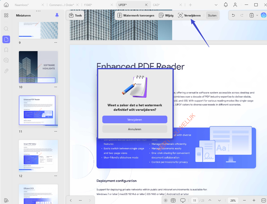 watermerk verwijderen uit pdf updf windows 2