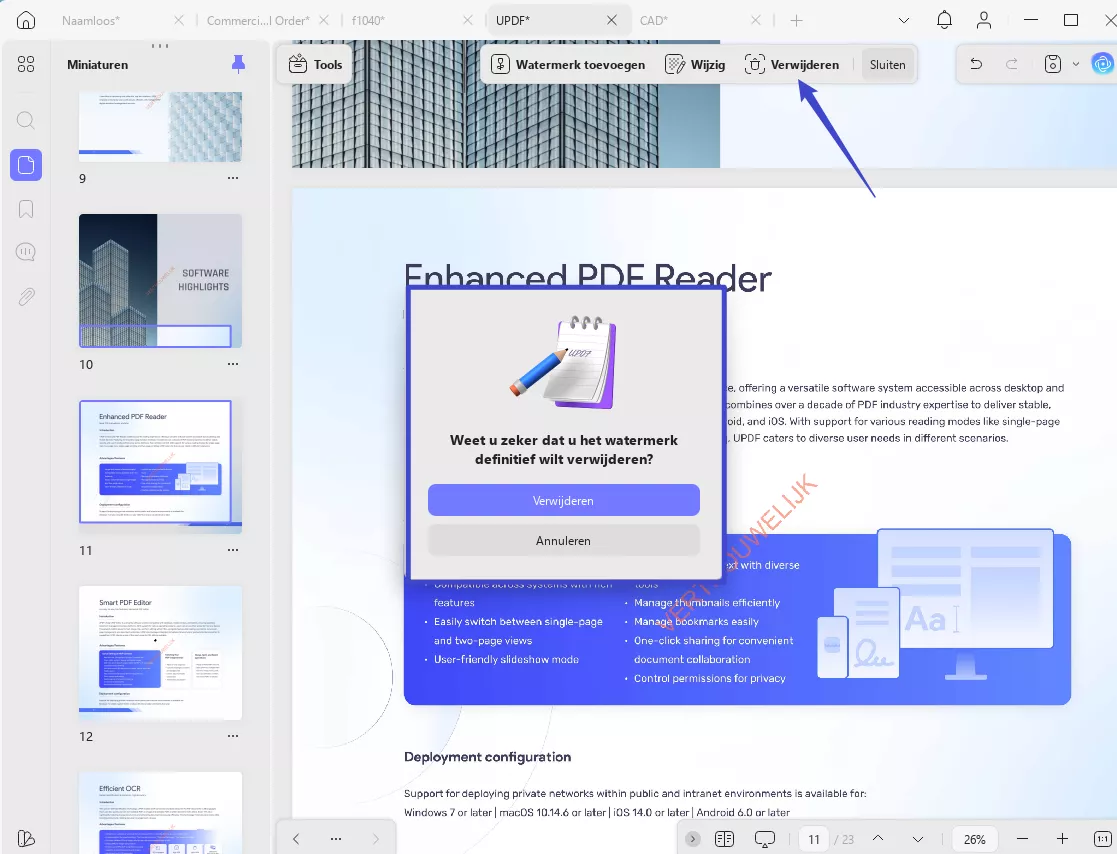 watermerk verwijderen uit pdf updf windows 2
