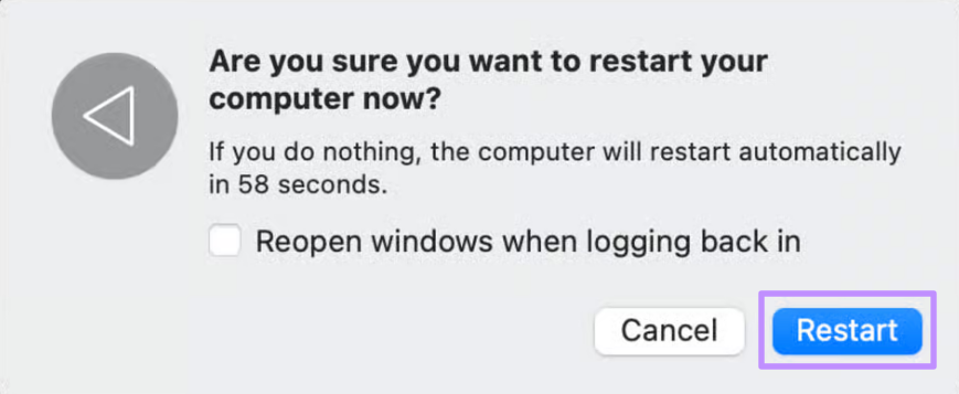 restart your mac
