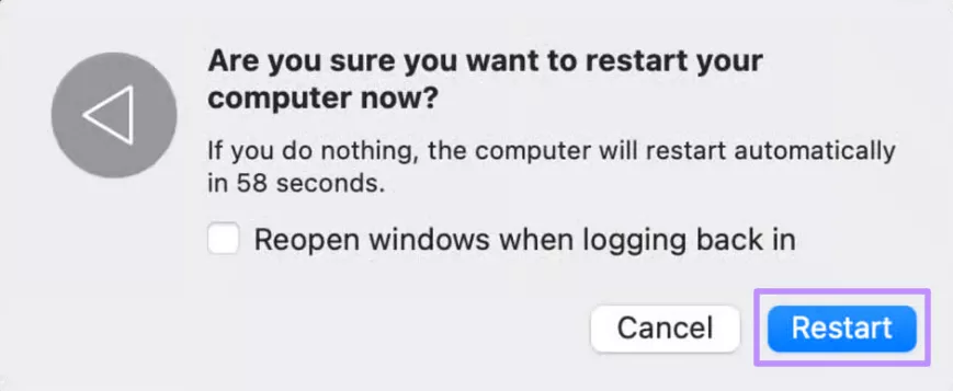 restart your mac