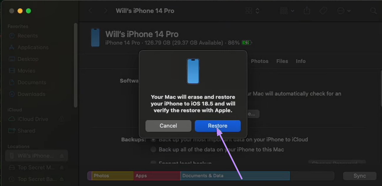 restore back to iOS 26.5