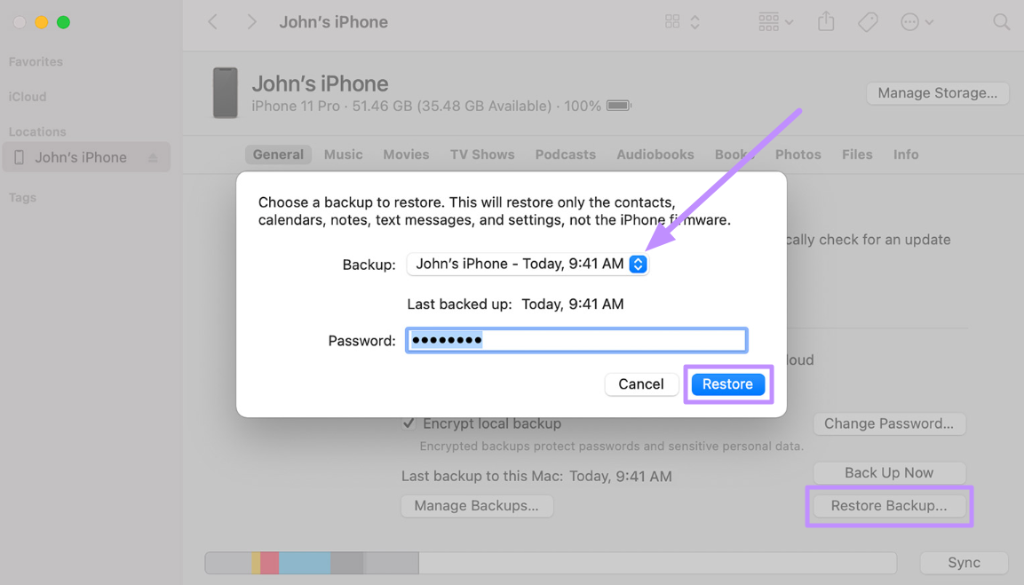 restaurer la version iOS précédente