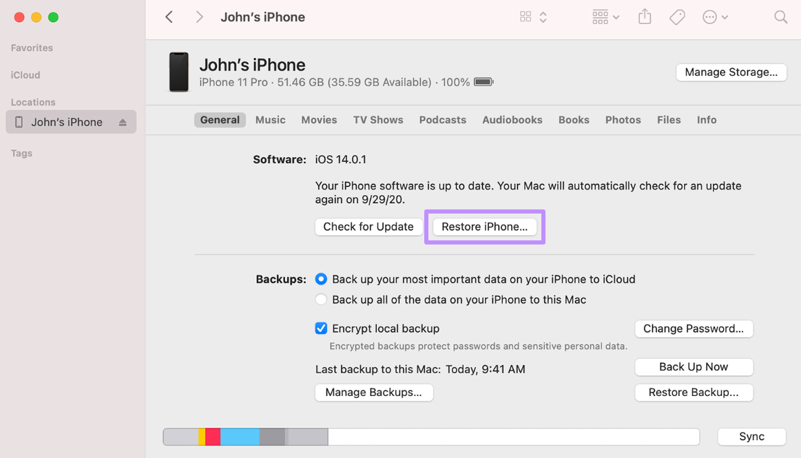 restaurer votre iPhone