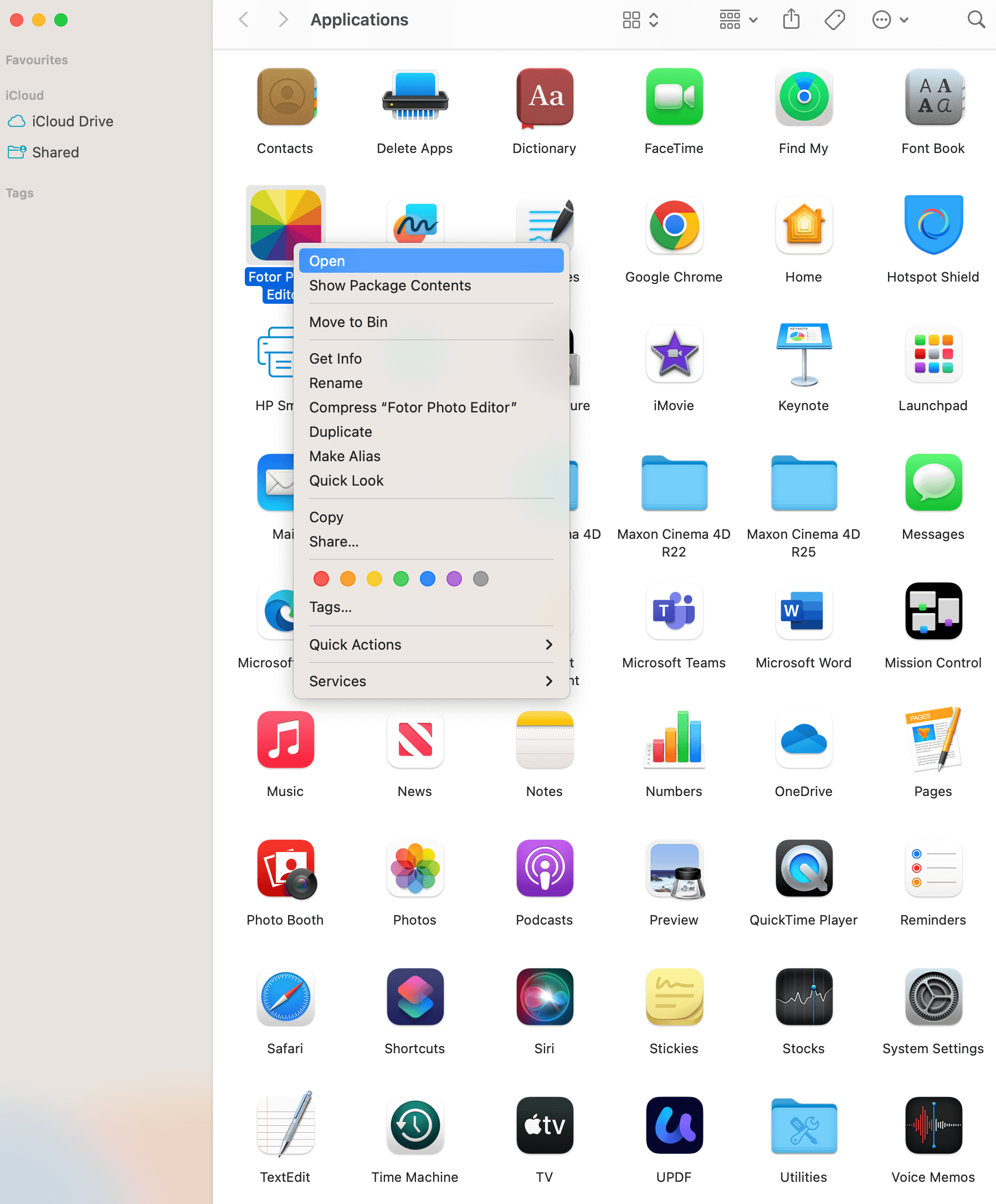 right click to open the software mac
