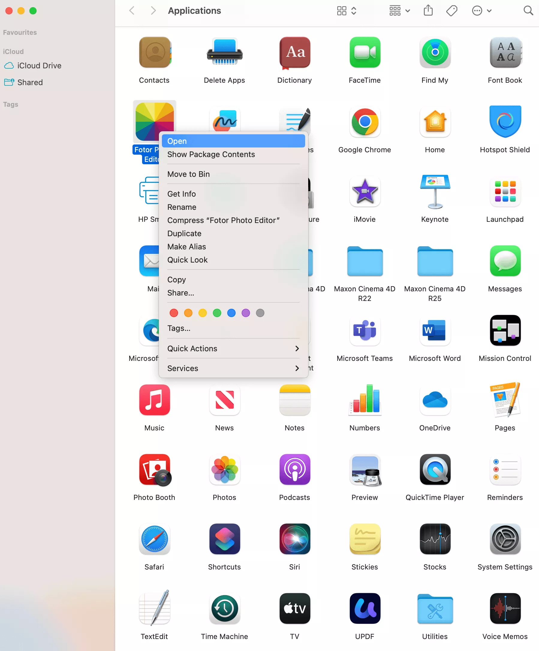 right click to open the software mac