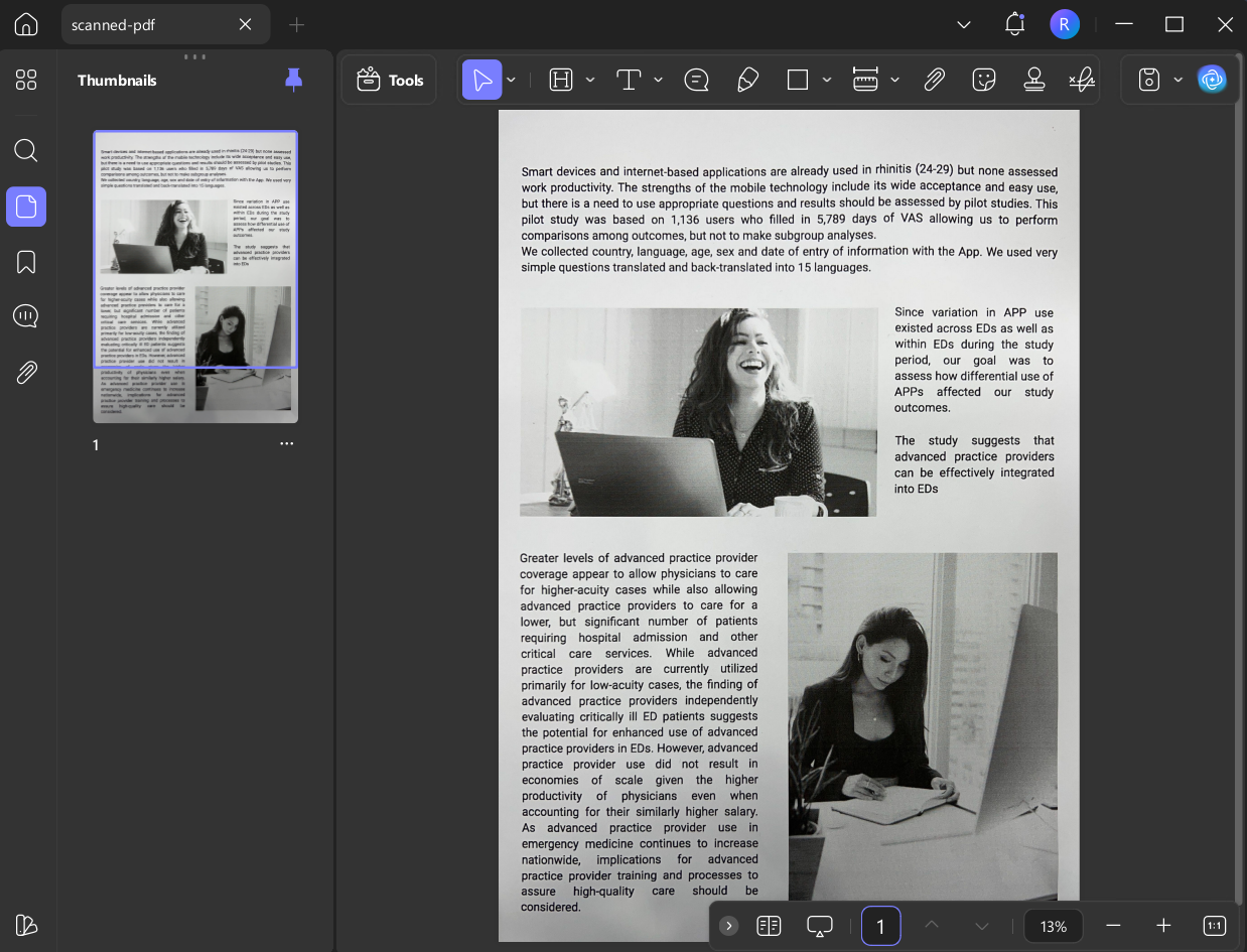 scanned pdf in updf desktop