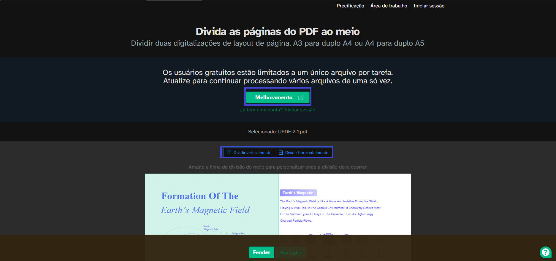Dividir ao Meio