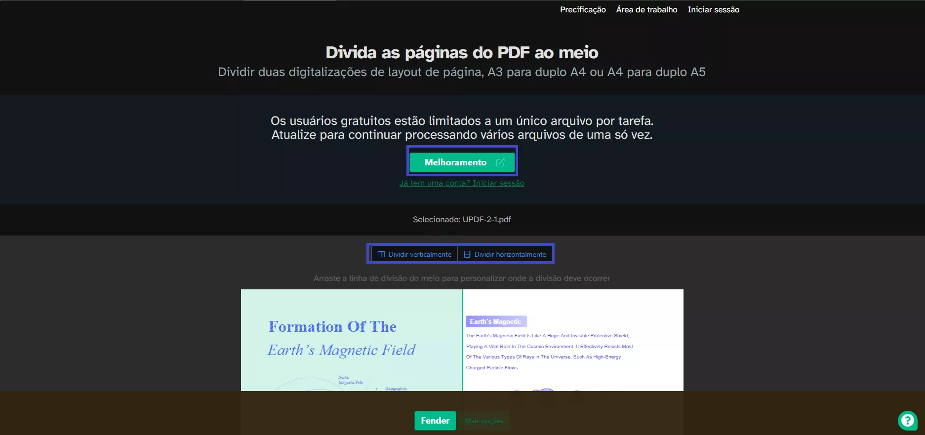 Dividir ao Meio