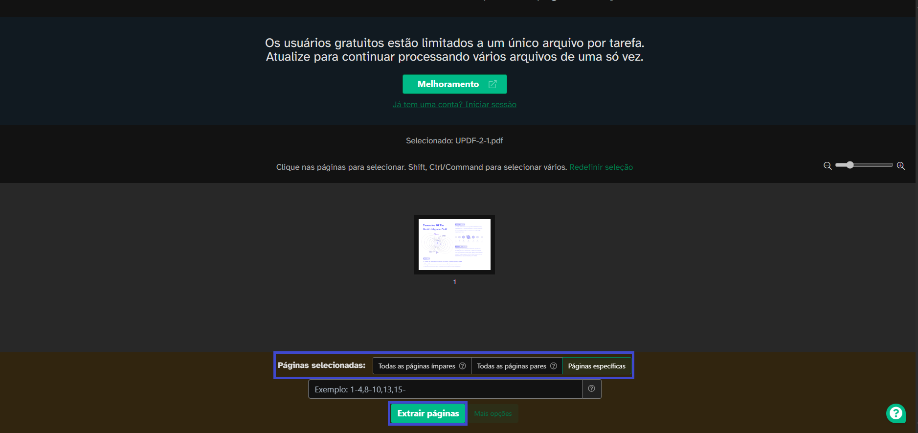 extrair páginas