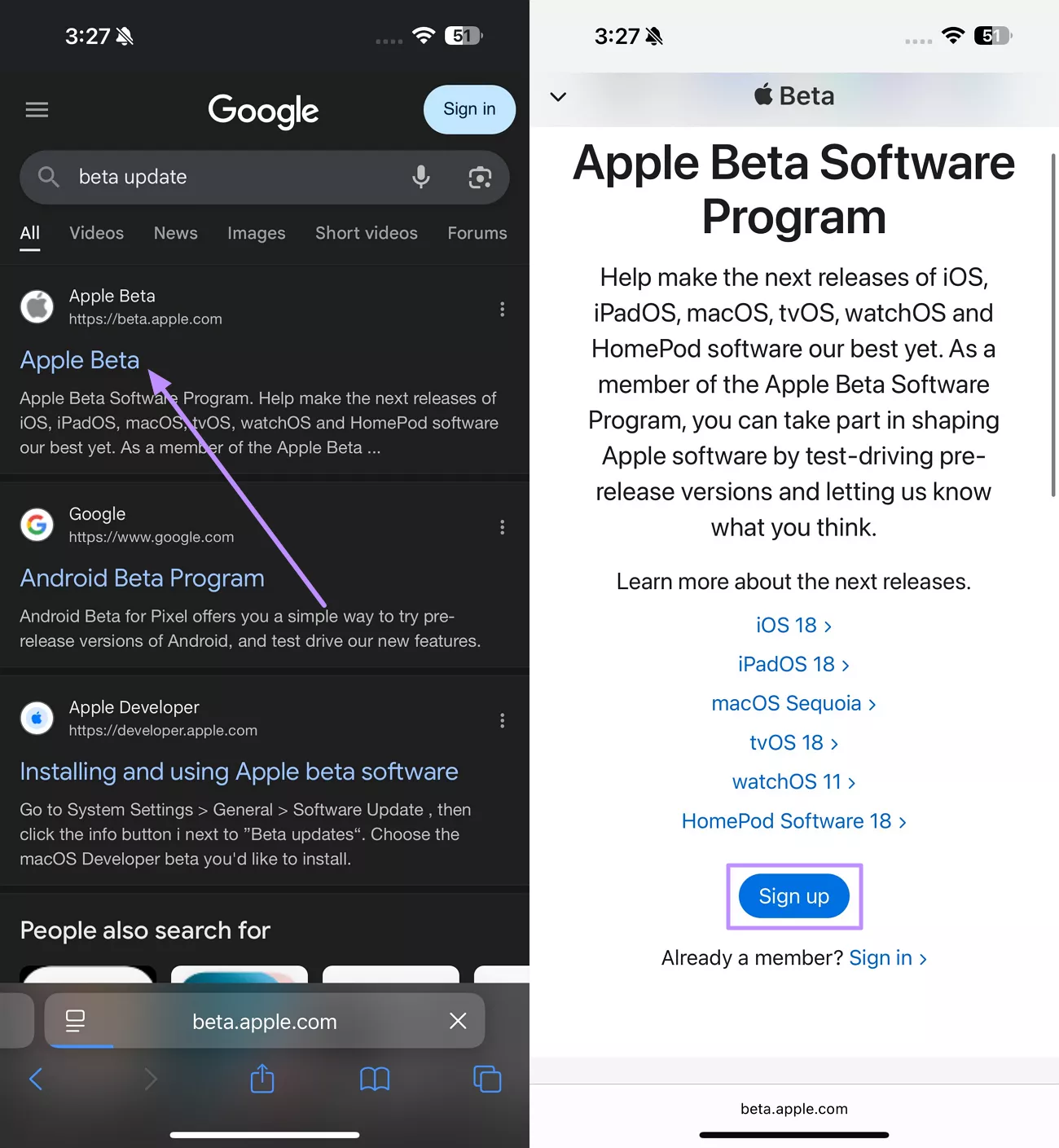 sign up for public beta
