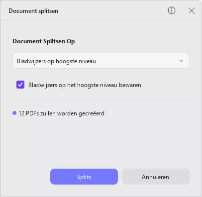 gesplitst op bladwijzers updf windows 2