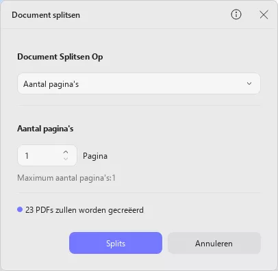 gesplitst op paginanummer updf windows 2