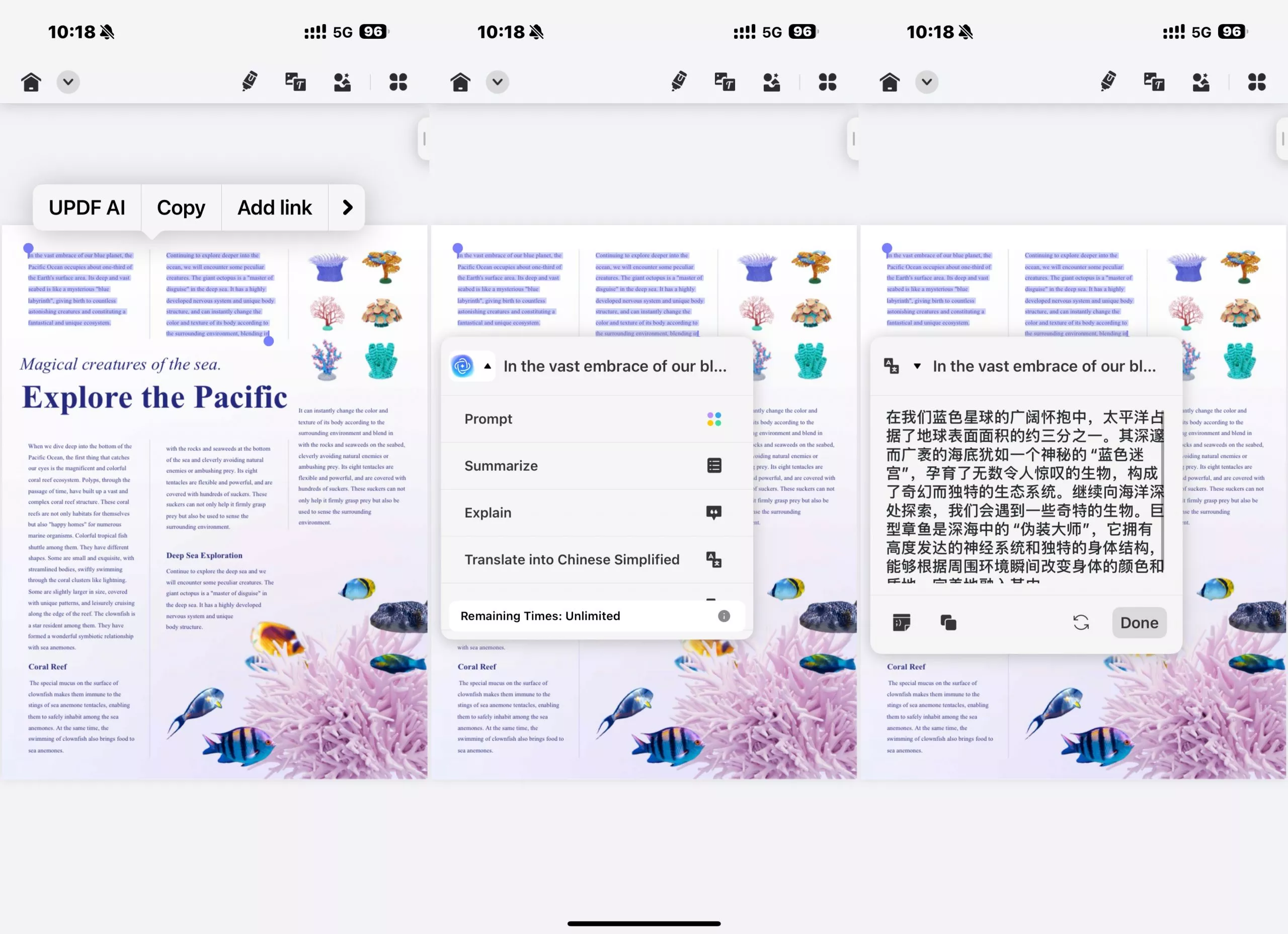translate pdf updf ai ios 26