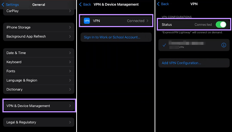 turn off vpn in settings