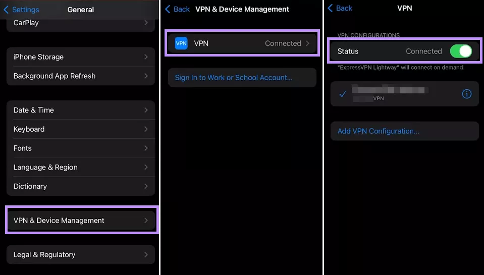turn off vpn in settings