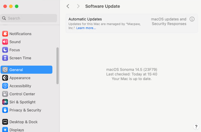 update your system mac