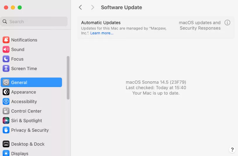 update your system mac