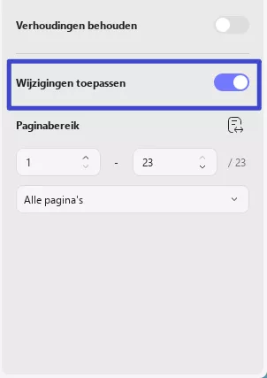 Klik op de knop Wijzigingen toepassen