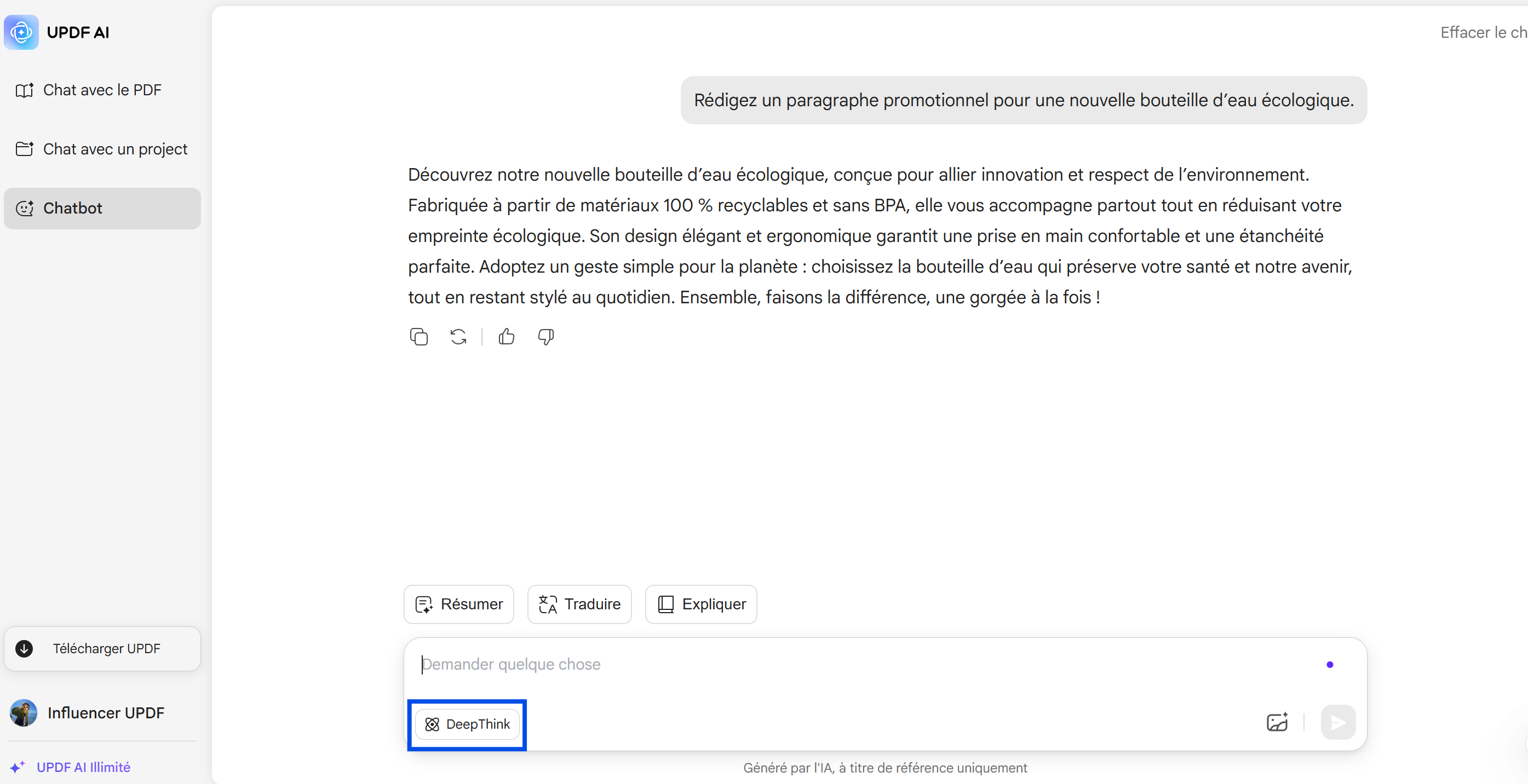 recherche en mode deepseek updf ai en ligne