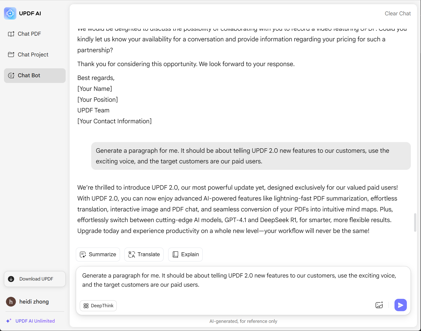 how to use UPDF AI Paragraph Generator