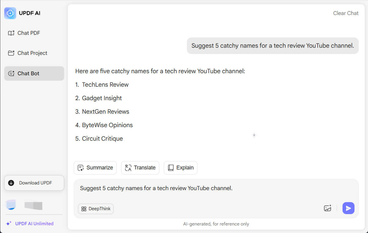 updf ai youtube name generator