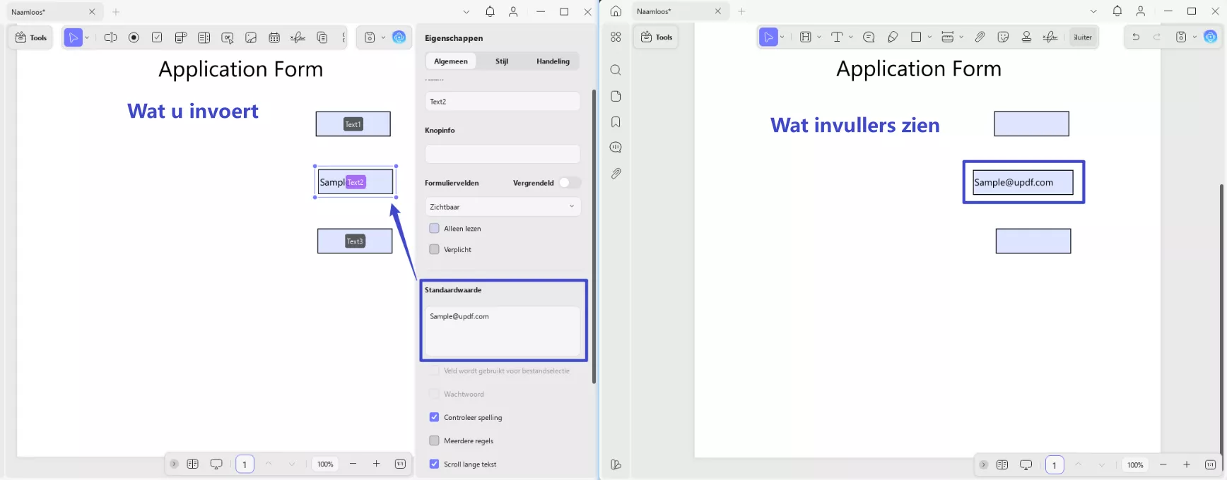Standaardwaarde instellen voor het veld UPDF Windows