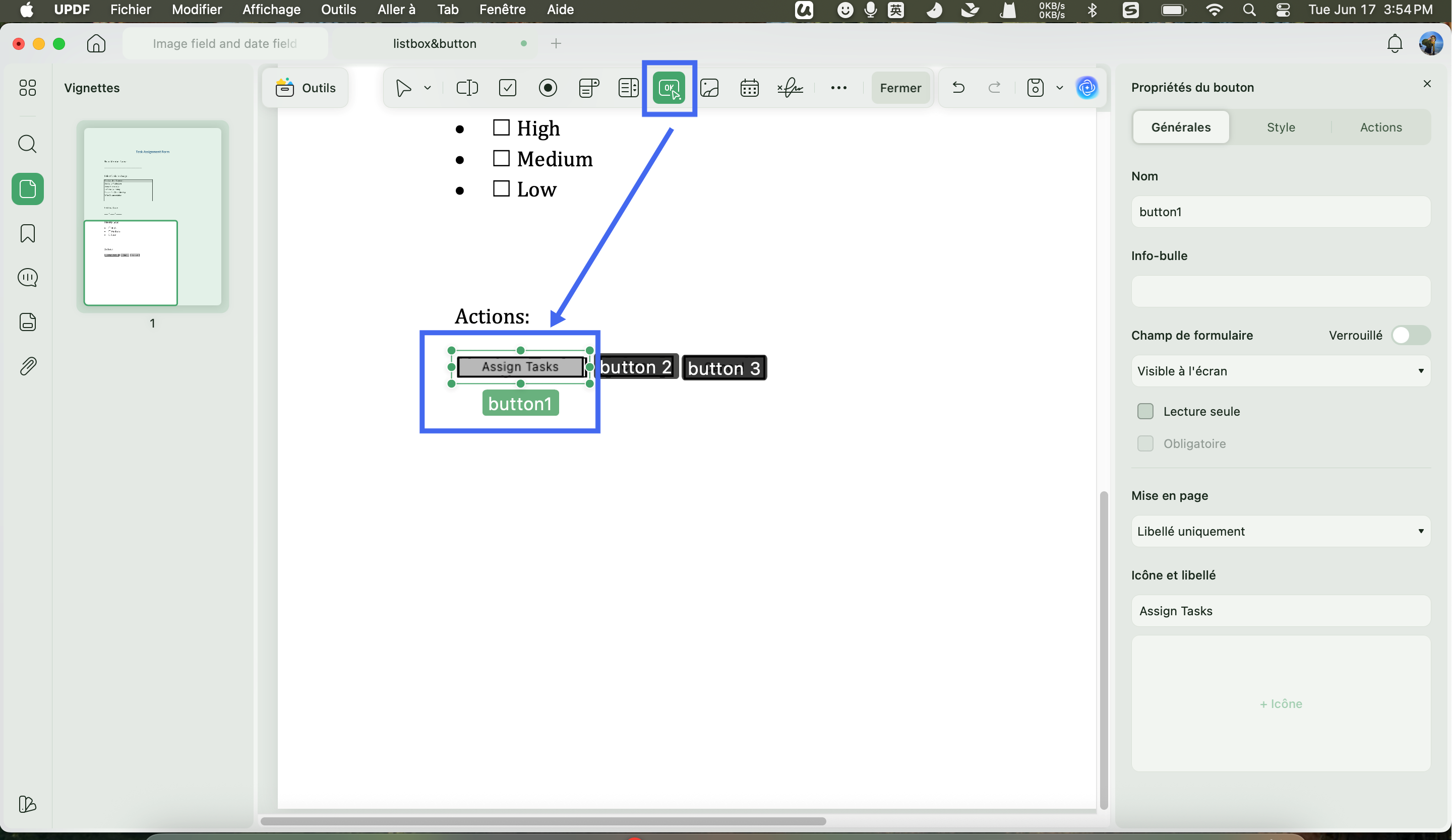 bouton Appliquer au formulaire PDF UPDF Mac