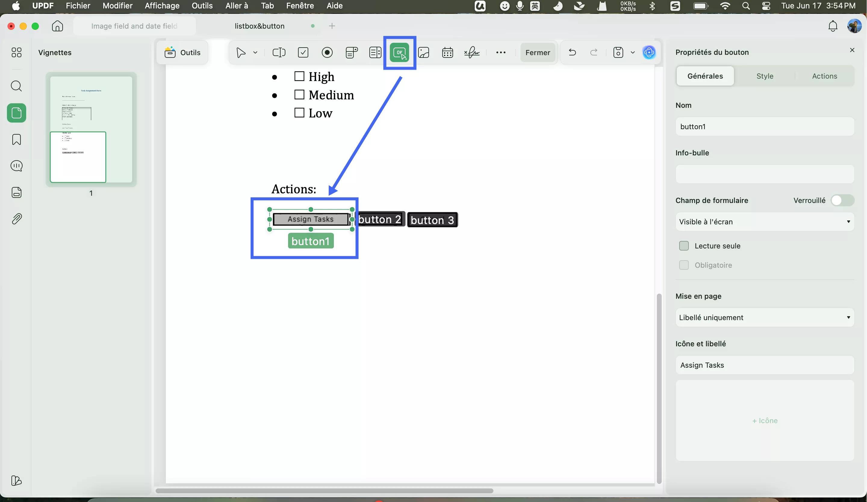 bouton Appliquer au formulaire PDF UPDF Mac