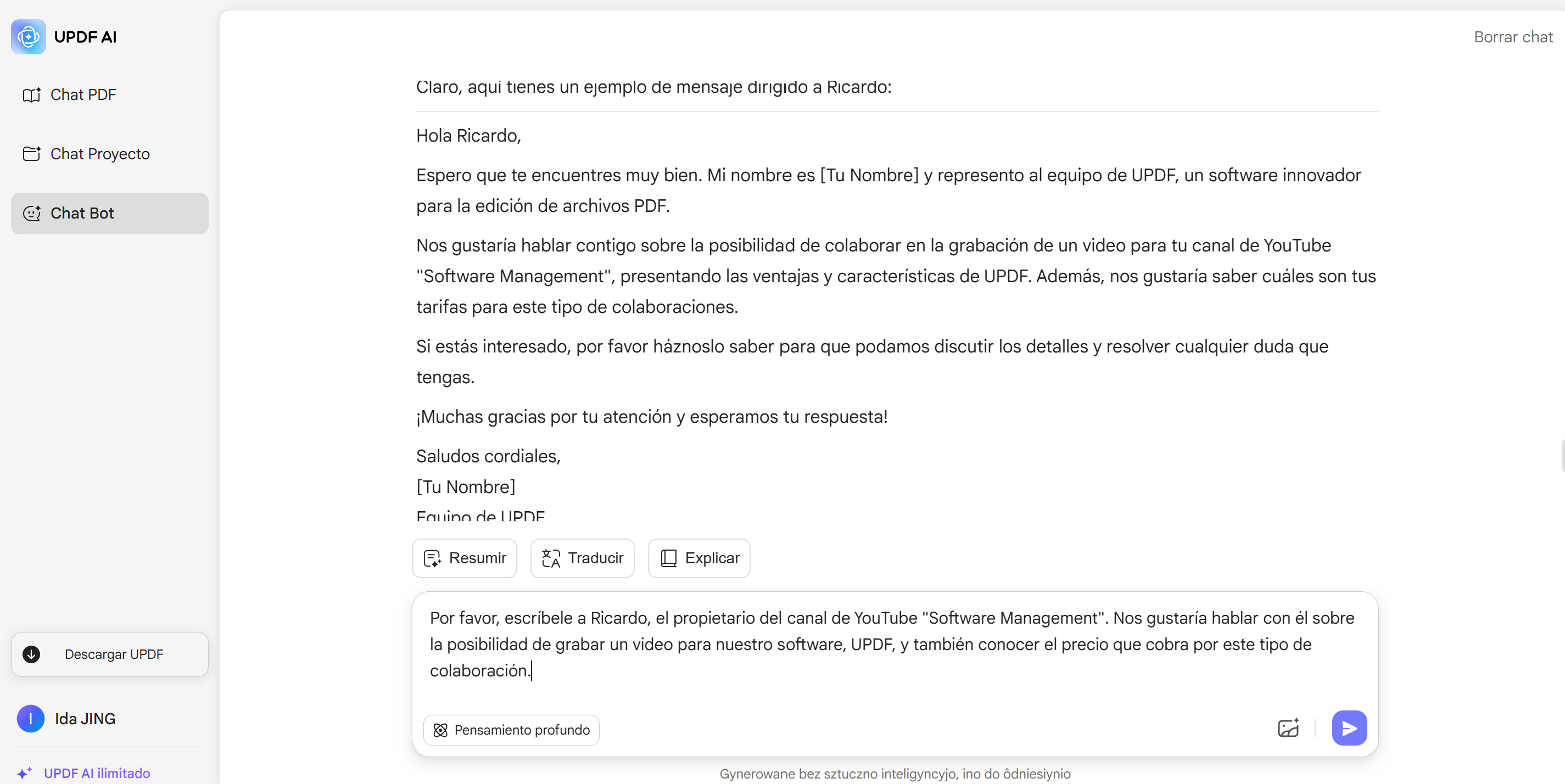 cómo usar UPDF AI Email Writer