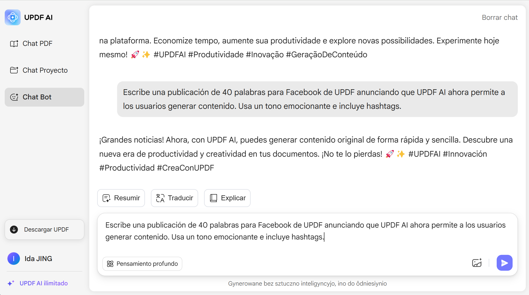 cómo usar el escritor AI UPDF