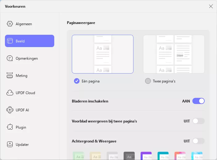 weergavevoorkeuren updf windows 2