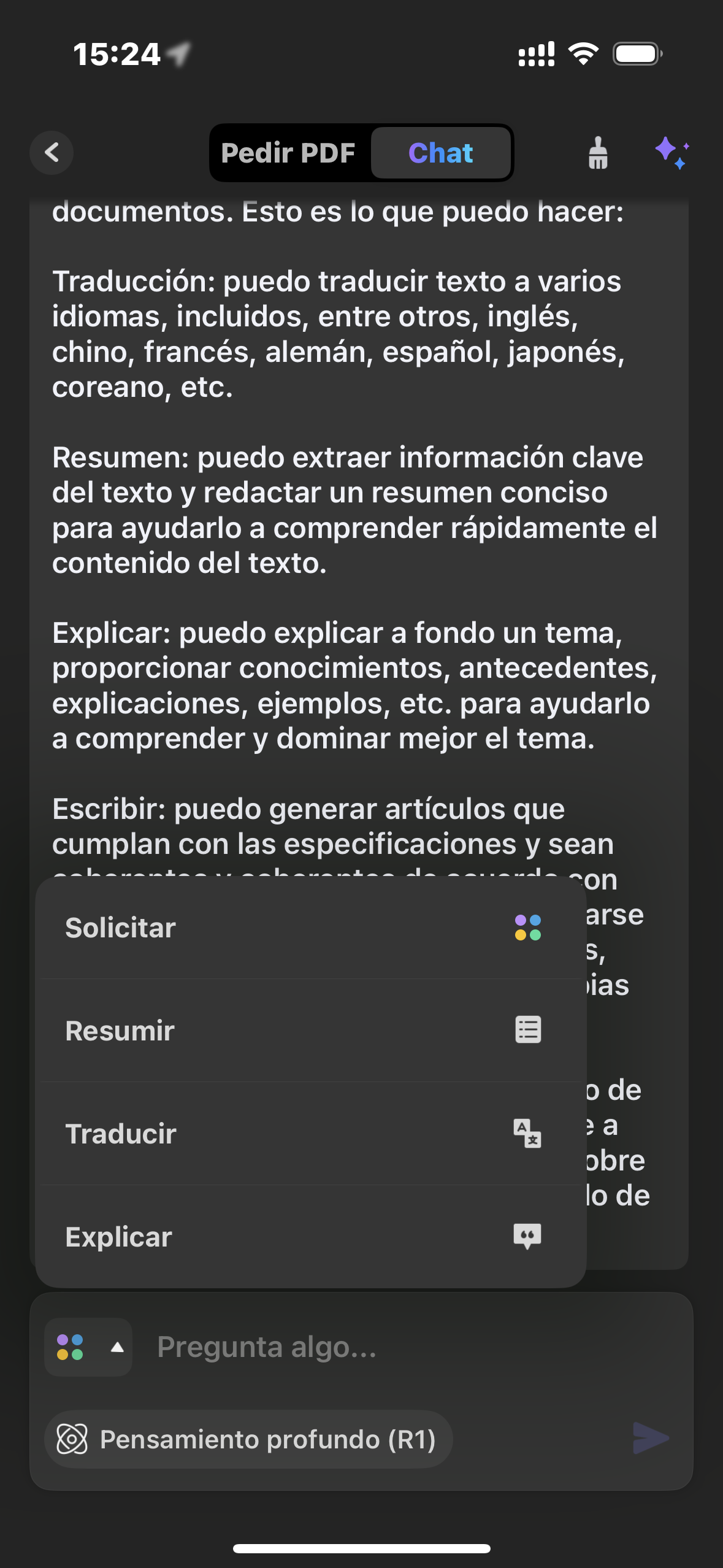 Chatear con PDF en iOS 26