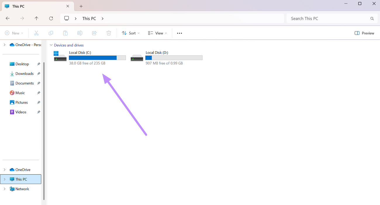 access local disk c