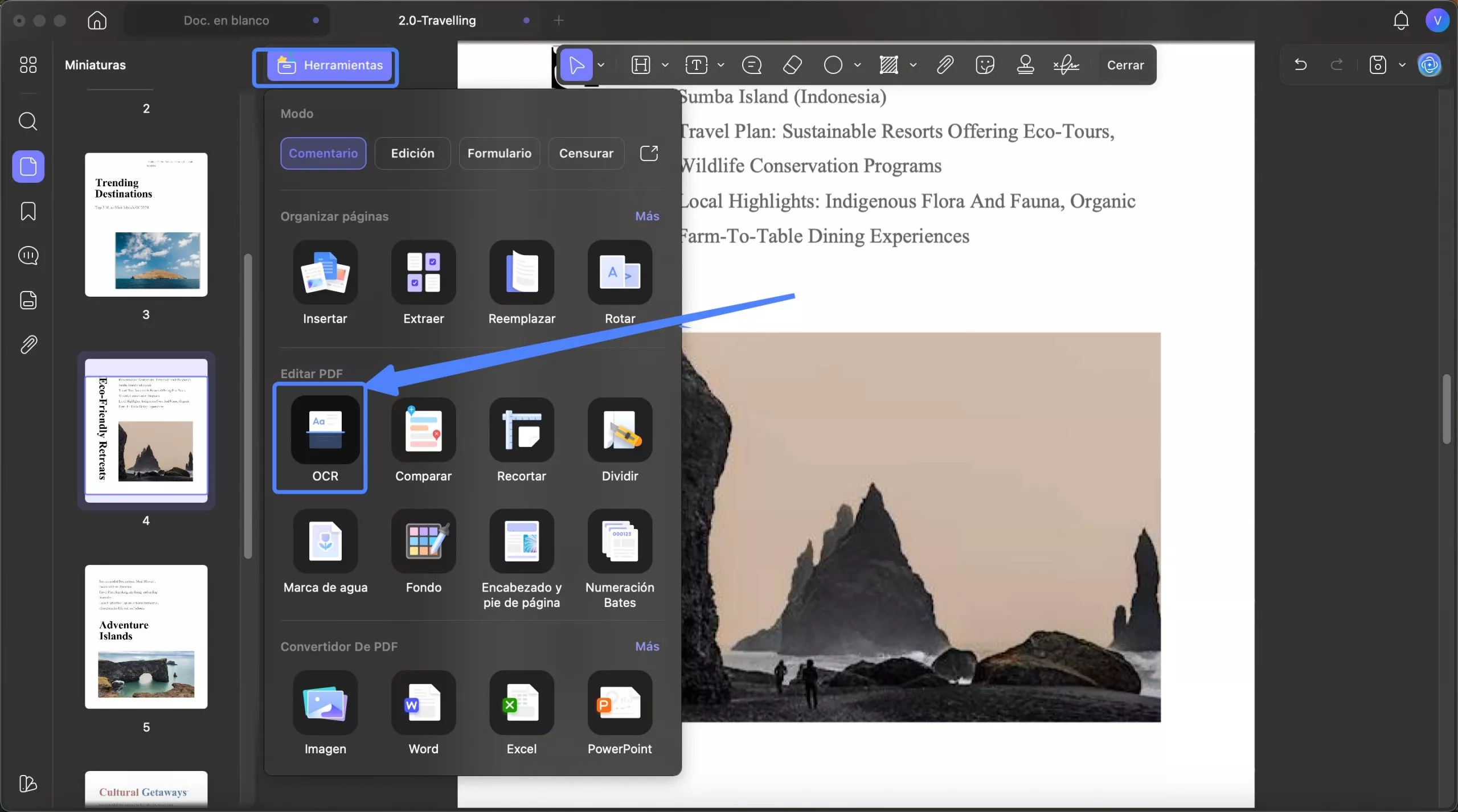 Acceder a la configuración de OCR de UPDF para Mac