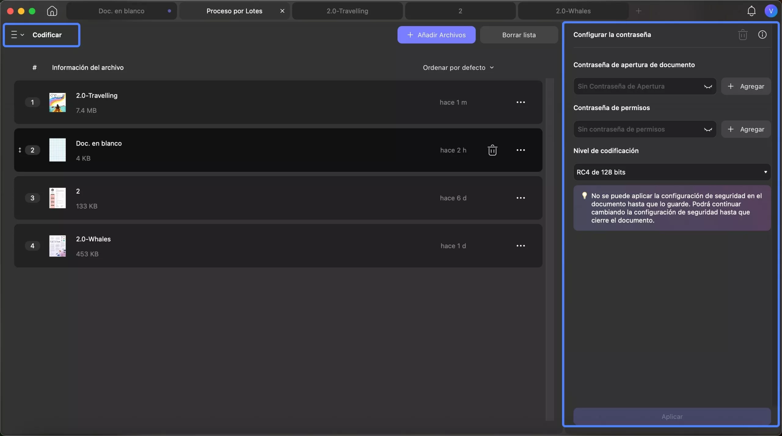 Agregar archivos para cifrado por lotes en UPDF para Mac