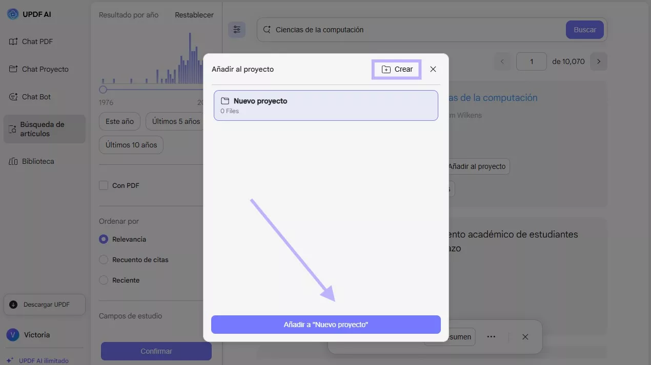 añadir artículo al proyecto
