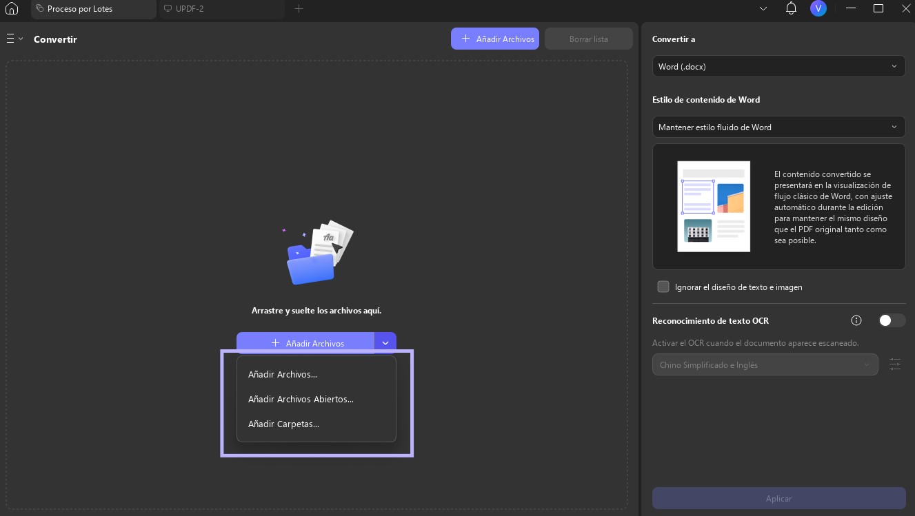 Agregar archivos PDF desde diferentes ubicaciones en UPDF Windows 2