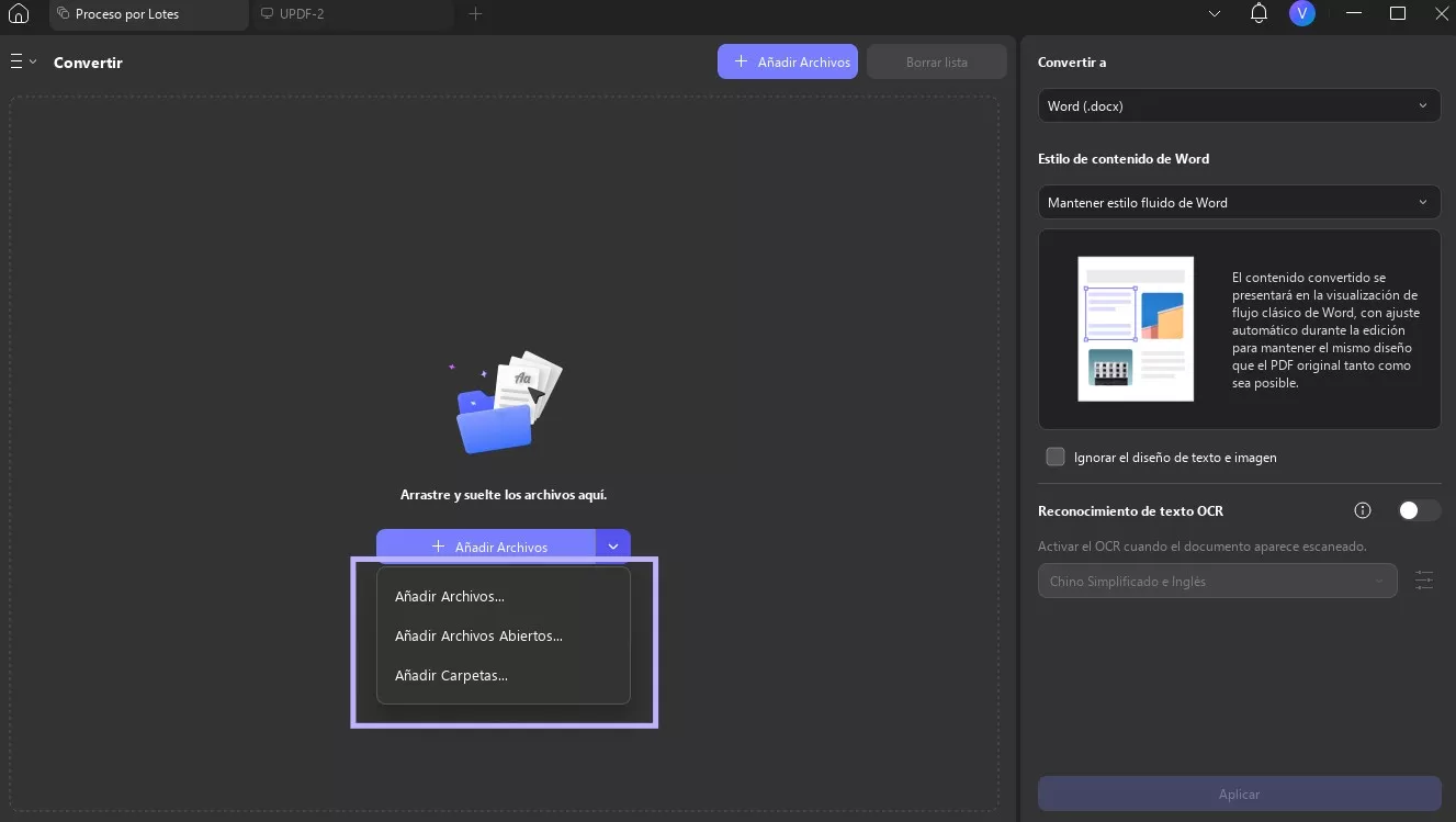 Agregar archivos PDF desde diferentes ubicaciones en UPDF Windows 2