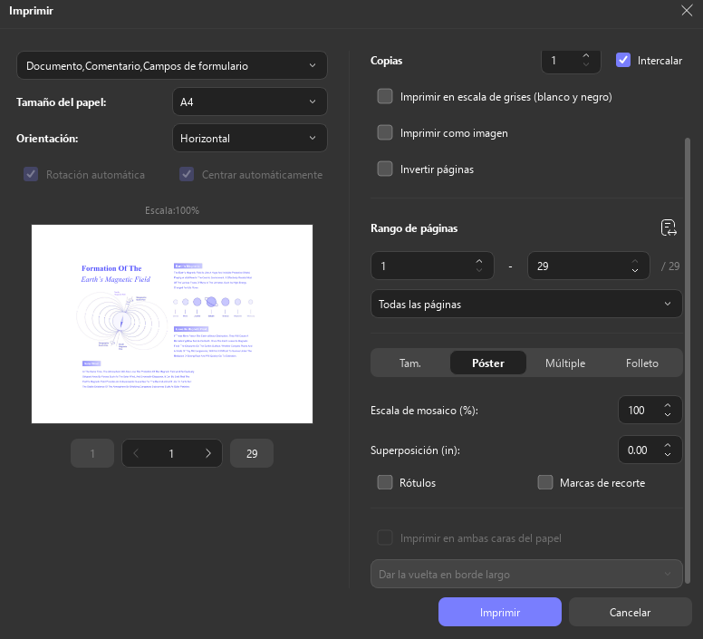 Ajustar la configuración de póster en PDF en UPDF Windows 2