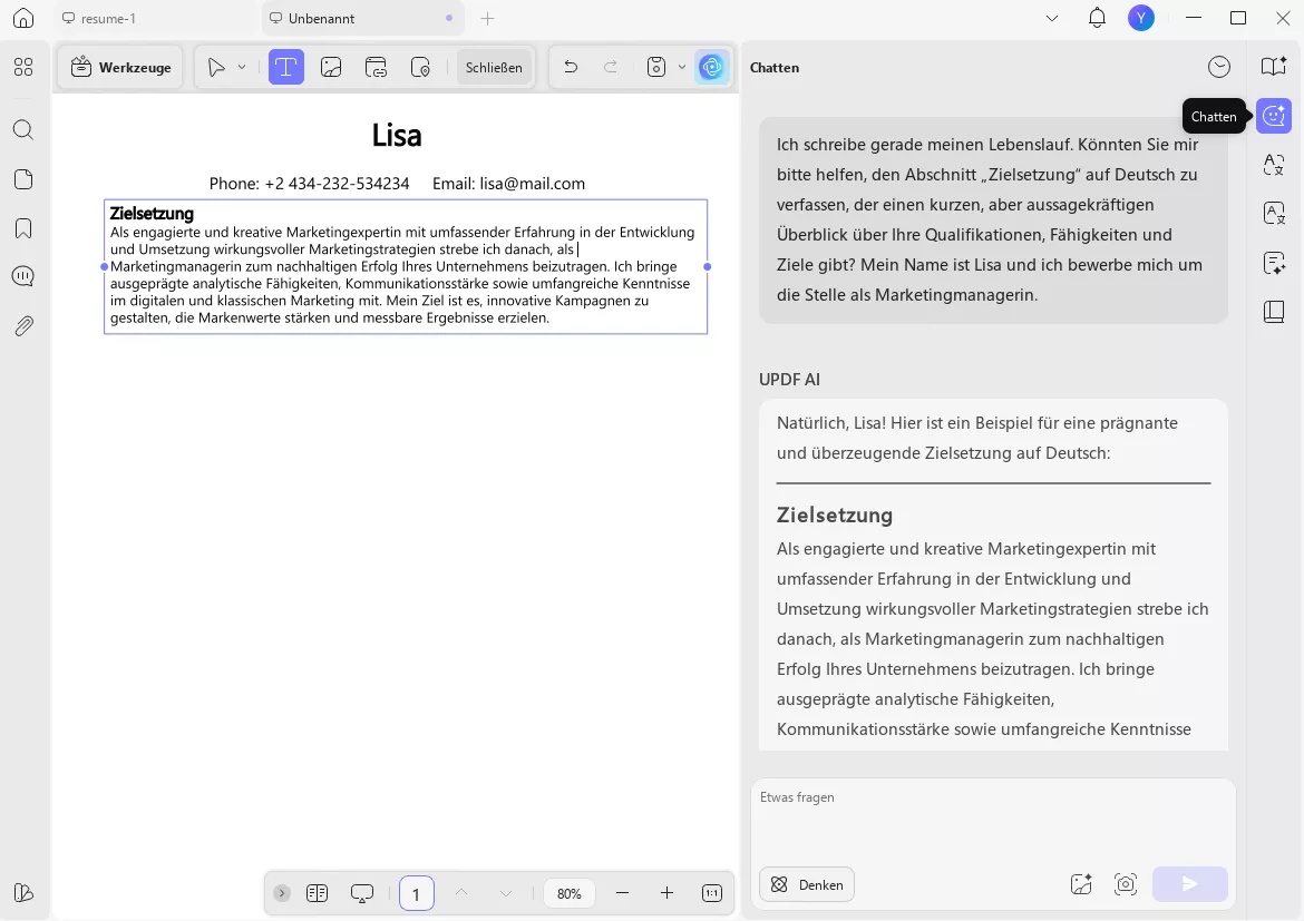 leerer lebenslauf pdf updf ai
