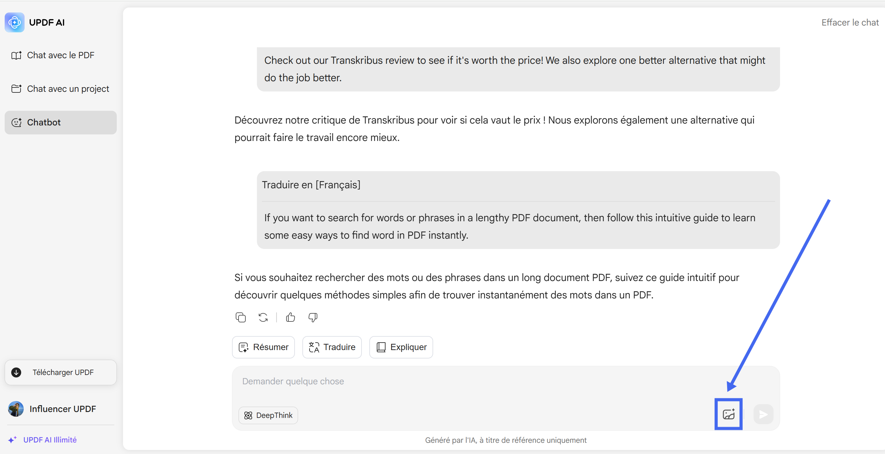 upload the handwritten image to updf ai online