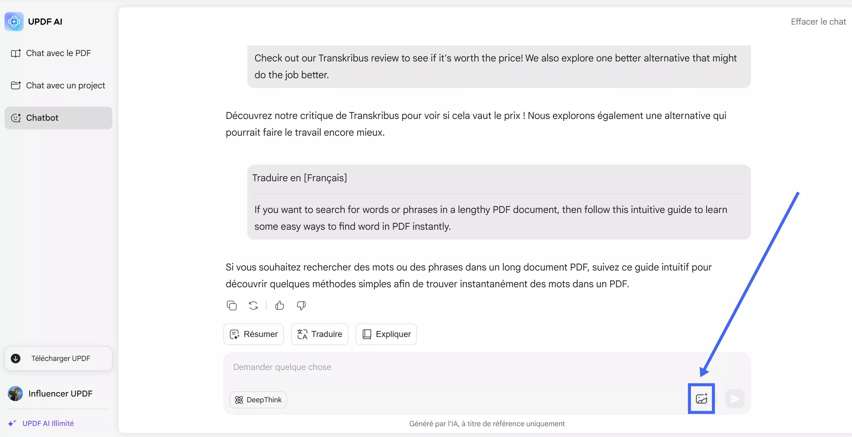 upload the handwritten image to updf ai online