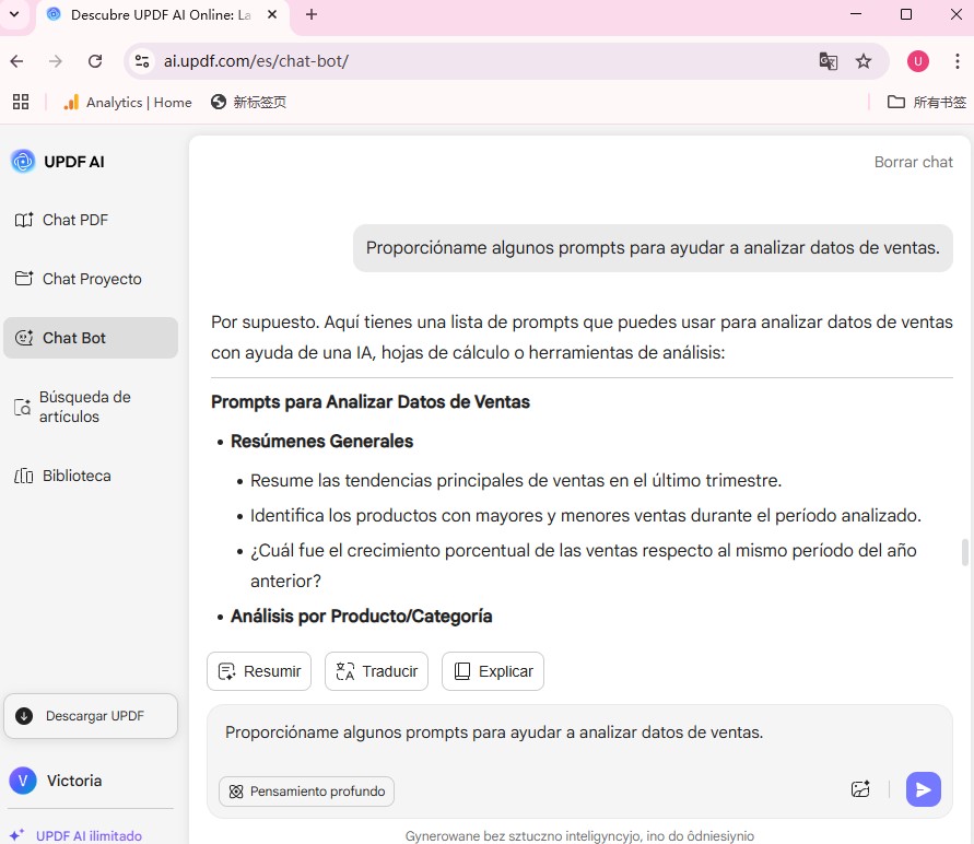 Generador de prompts de UPDF AI