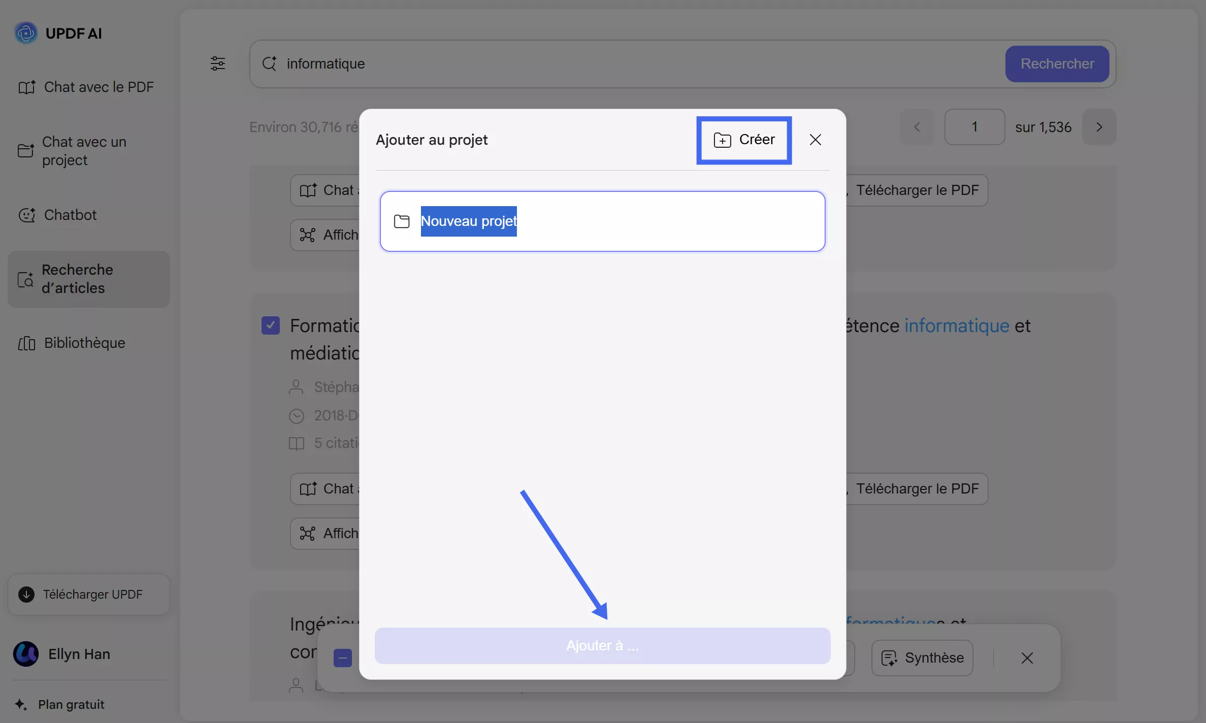 ajouter du papier au projet